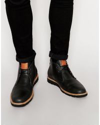 Original Penguin Leather Desert Boots - Black
