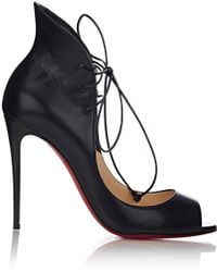 Christian louboutin Megavamp Lace-Up Leather Sandals in Black | Lyst  