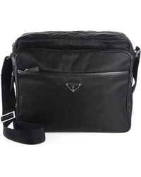 Prada Black Nylon Front Pocket Messenger Bag in Black for Men | Lyst  