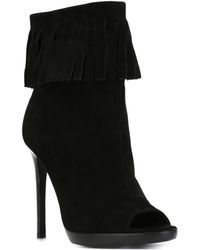 Burberry Fringed Stiletto Booties - Black