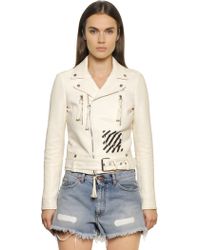 off white leather jacket ladies