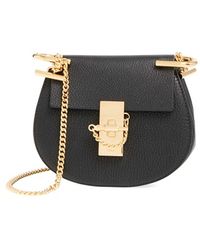 buy chloe bags online - Chlo Drew Nano Leather Shoulder Bag in Black (BLACK WHITE) | Lyst