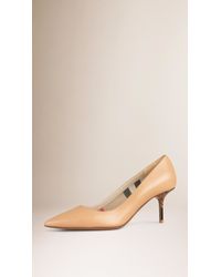 Burberry Point-toe Leather Court Shoes Nude - Brown
