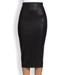 Robert Rodriguez Stretch Leather Pencil Skirt - Black