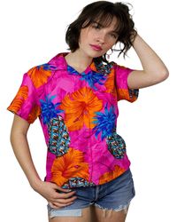 King Kameha - Bluse Pineapple Hibiscus Shadow Line - Lyst