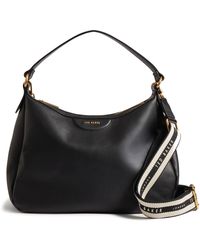 Ted Baker - Leder Schultertasche Umhängetasche Esiah Webbing Slouchy Hobo Bag Black schwarz - Lyst