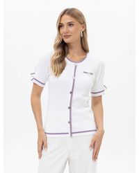 Passioni - Pullover Weißes Shirt Mit Flieder Schleifen - Lyst