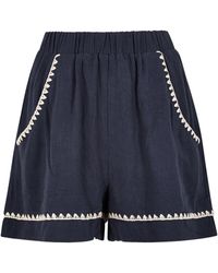 Apricot - Stitch Detail Linen Blend Shorts - Lyst