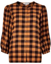 Apricot - Gingham Check Balloon Sleeve Blouse - Lyst