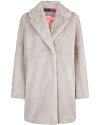 White Label - Webpelz-Mantel Mit Breitem Reverskragen, Länge Gr. 38 Ca. 85 Cm - Lyst