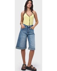its basic - Its Basic Jeans Elasticated Bermuda Denim Short - Lyst