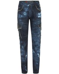 Cipo & Baxx - Jeans Mit Batik-Muster Und Funkelnde Nieten - Lyst