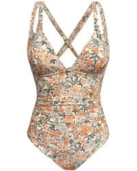 CUPSHE - Badeanzug Floral Ruched Crossback One-Piece - Lyst