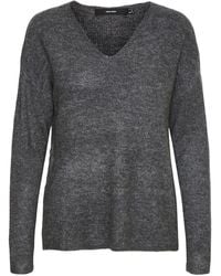 Vero Moda - Ausschnitt-Pullover VMCREWLEFILE LS V-NECK BLOUSE NOOS - Lyst