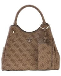 Guess - Shopper Cabas Lorella Petit Monogramme Latte Logo - Lyst