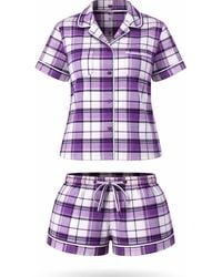 LEAFLETIC - Shorty Check Night Wear Short Set For - Lyst
