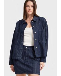 its basic - Its Basic Oversizeshirt Oversized Pinstriped Denim Shirt - Lyst