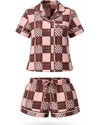 LEAFLETIC - Shorty Check Night Wear Short Set For - Lyst