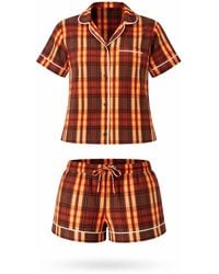 LEAFLETIC - Shorty Check Night Wear Short Set For - Lyst
