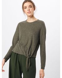 Vero Moda Shirt 'VMLEA LUA LS O-NECK KNOT TOP JRS LCS' - Grün