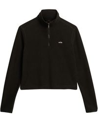 Superdry & Co - Verkürzter Polar Fleecepullover mit halblangem Reißverschluss Schwarz 42 - Lyst