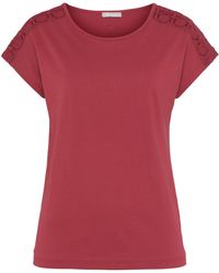 Tamaris T-Shirt, mit Häkelspitze am Ärmel - Rot