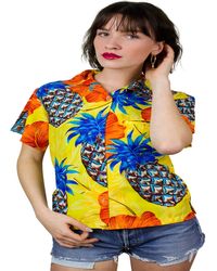 King Kameha - Bluse Pineapple Hibiscus Shadow Line - Lyst