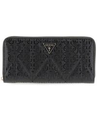 Guess - Aldina SLG Zip Around Wallet L Black - Lyst