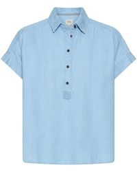 Camel Active - Kurzarm Bluse Mit Knopfleiste - Lyst