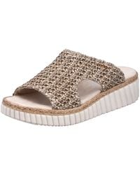 Rieker - Pantolette Sommerschuh, Strandschuh, Keilpantolette mit Bastumrahmung - Lyst