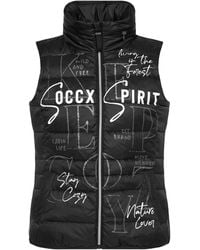 SOCCX - Steppweste Mit Label Prints Und Kapuze Im Kragen - Lyst