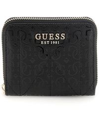 Guess - Aldina SLG Small Zip Around Wallet Black - Lyst