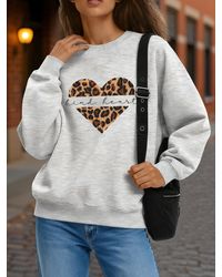 GORHEY - Pullover Loose Fit Fleece Pullover, Long Sleeve Sweatshirt With Animal Print - Lyst