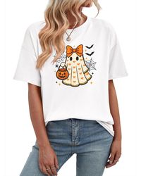 GORHEY - Shirt Short-Sleeve T-Shirt, Loose Fit With Halloween Ghosts Print - Lyst