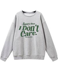 GORHEY - Pullover Crew Neck Oversized Sweatshirt With Slogan Print - Lyst