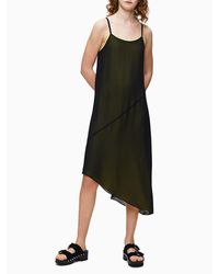 Calvin Klein Recycled Double Layer Slip Dress ' ' - Schwarz