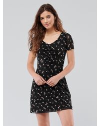 Hollister Kleid 'SHORT-SLEEVE MESH DRESS' - Schwarz