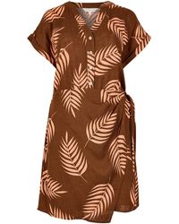 Apricot - Tropical Leaf Wrap Mini Dress - Lyst