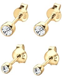 Elli Jewelry - Ohrstecker Set Kristall - Lyst