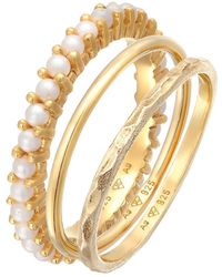 Elli Jewelry - Ring Set Pearl - Lyst