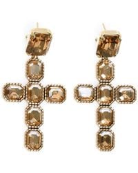 Addicted - Ohrringe Calliope Orecchini Placcati Oro & Croce Con Cristalli Swarovski Oro - Lyst