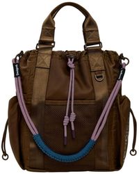 Desigual - Gewachster Mehrpositionsrucksack, Damen, Polyamid, Braun - Lyst