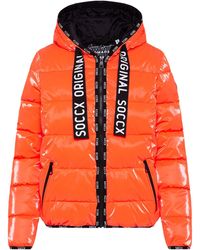 SOCCX - Glänzende Steppjacke Mit Kapuze Und Logo-Bändern - Lyst