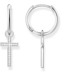 Thomas Sabo - Paar Creolen »Kreuz, CR622-051-14« mit abnehmbaren Einhängern und Zirkonia - Lyst
