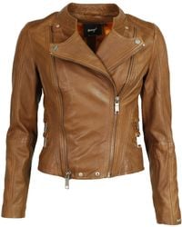 Maze - Biker Lederjacke Mit Auffälligem Innenfutter Chrystal - Lyst