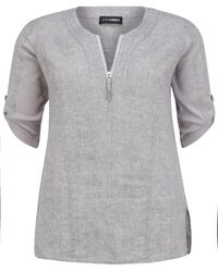 Doris Streich Bluse mit reißverschluss-ausschnitt - Grau