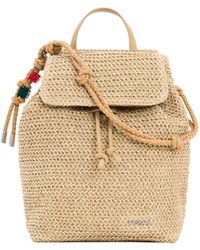 Desigual - Kleiner Rucksack Aus Raffia Mit Charms, Damen, Papier, Weiß - Lyst
