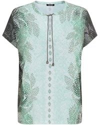 Olsen - T-Shirt Mit Geschlitztem Rundhalsausschnitt Und Bindeband - Lyst