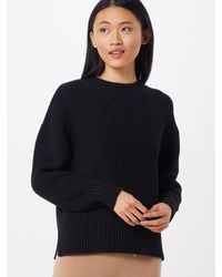 SELECTED Pullover 'SLFBAILEY LS KNIT SLIT O-NECK NOOS' - Schwarz
