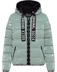 SOCCX - Glänzende Steppjacke Mit Kapuze Und Logo-Bändern - Lyst